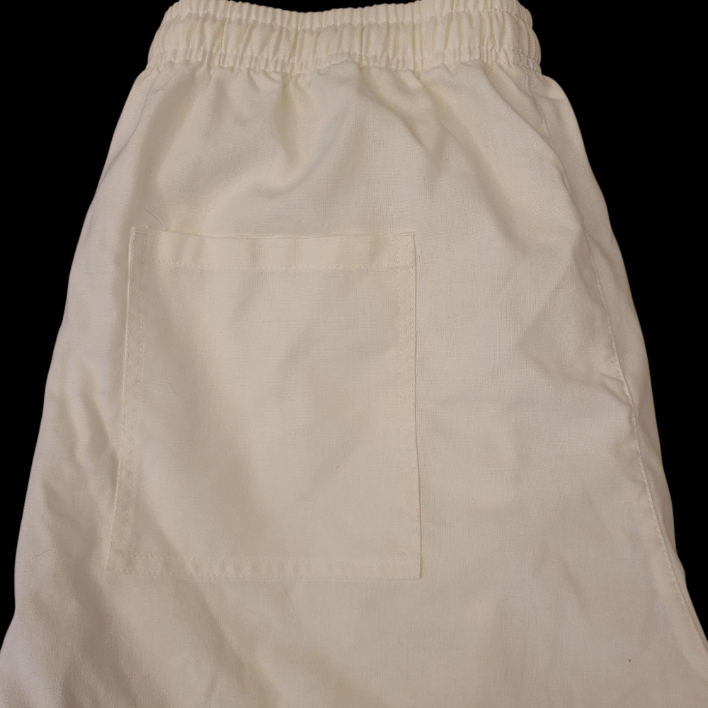 Women's Shorts Classic White Drawstring Cotton Linen Blend Size Large - Picture 7 of 9